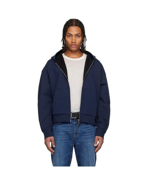 Givenchy Blue Zipped Scuba Hoodie for men