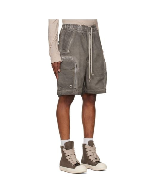 Rick Owens Gray Tower Bauhaus Denim Shorts for men