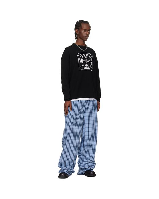 Vetements Double Biker Cross Logo Sweater in Black for Men | Lyst