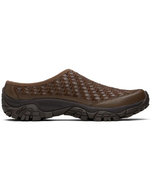 Merrell Black Moab 2 Slide Leather Woven Loafers for men