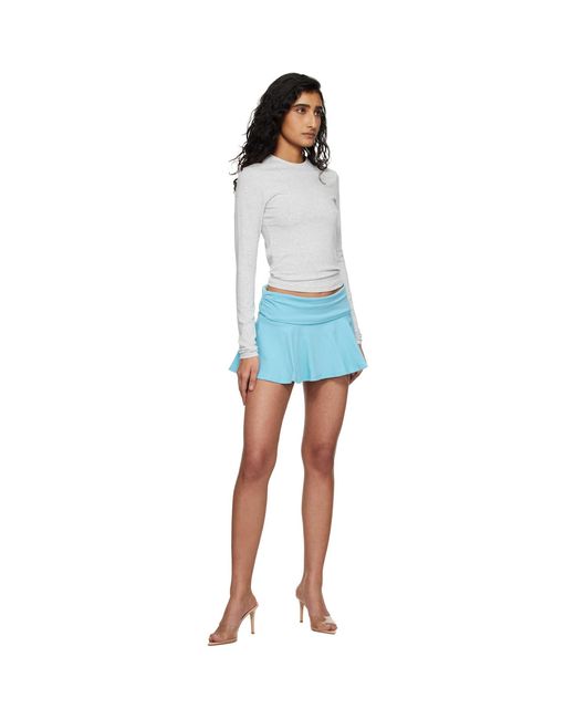 Skims Blue Cotton Jersey Foldover Mini Skort
