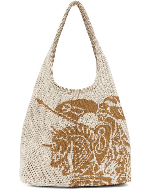 Burberry Metallic Tan Large Ekd Crochet Tote