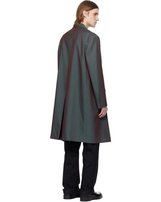 メンズ Jil Sander グリーン＆バーガンディ キャバルリーツイル コート Black