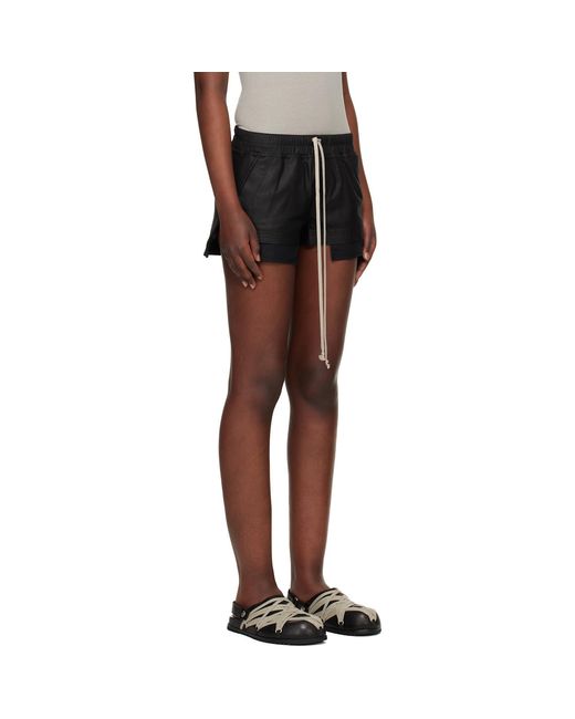 Rick Owens Black Temple Fog Leather Shorts