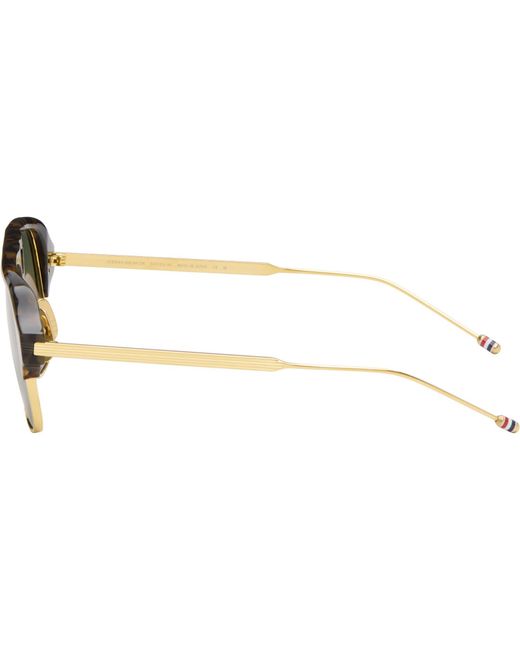 Thom Browne Brown Acetate & Titanium Aviator Pilot Sunglasses for men