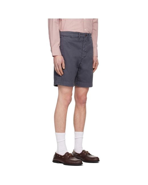 RRL Blue Garment-Dyed Chino Officer's Shorts for men
