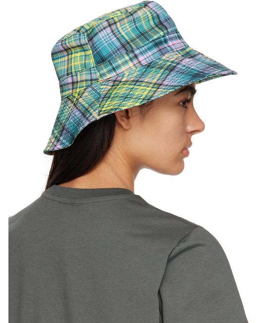 Ganni Green Printed Tech Bucket Hat