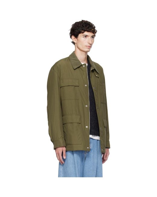 Boss Green Khaki Water-Repellent Field Checkered Lining Jacket for men