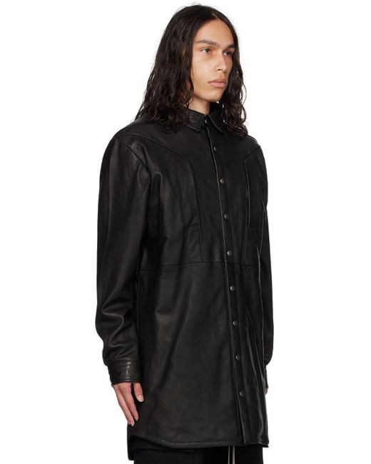 Rick Owens Black Jumbo Fogpocket Leather Jacket for men