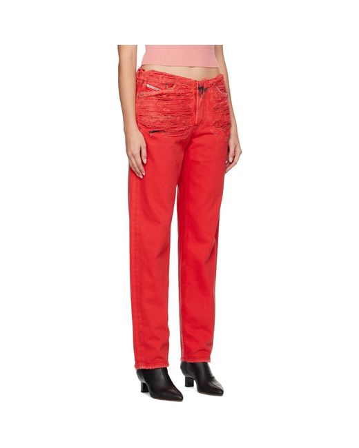 DIESEL Red Destroyed Jeans