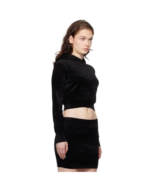T By Alexander Wang Black Cropped Zip-up Hoodie