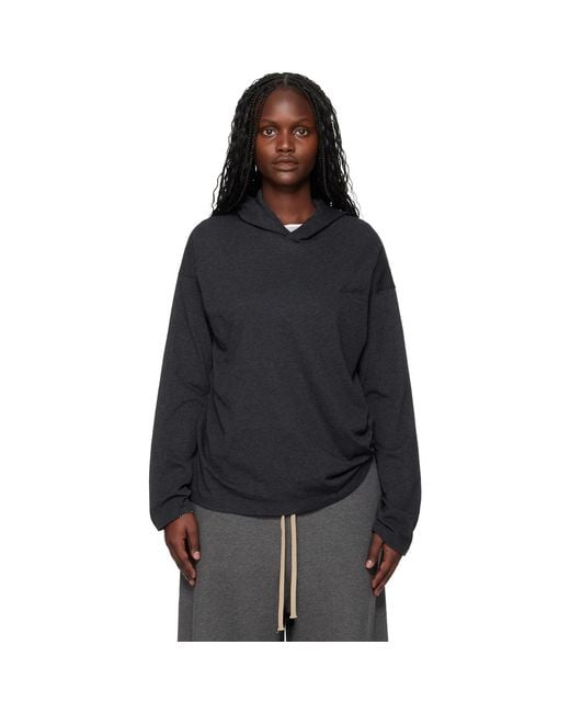 Fear Of God Black Holiday Embroidered Classic Fit Long Sleeve Hoodie