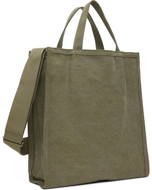A.P.C. Green . Khaki Recovery Shopping Tote for men