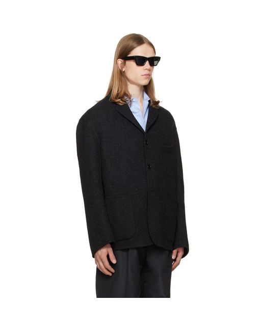 Jil Sander Black Wool Chevron Jacket for men