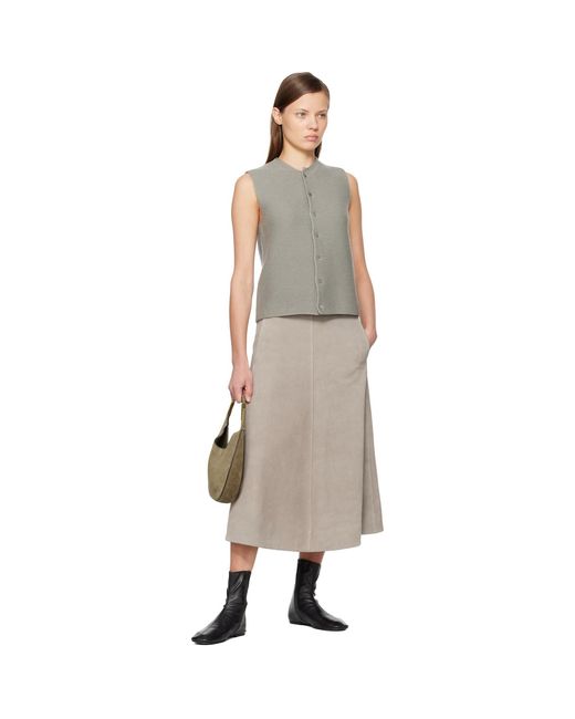 Rier Natural Crust Suede Midi Skirt