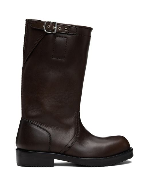 Dries Van Noten Black Leather Biker Boots for men