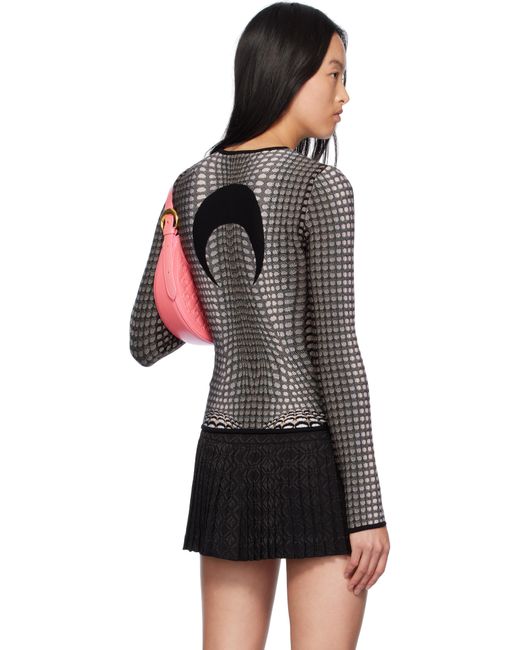 MARINE SERRE グレー Moon Skin ジャカード ニット フィッティド トップス Black