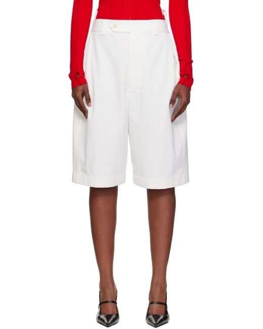 Victoria Beckham White Off- Tab Detail Shorts