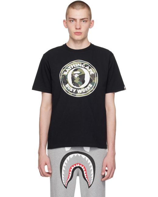 A Bathing Ape Black 1st Camo 'busy Works' T-shirt for men