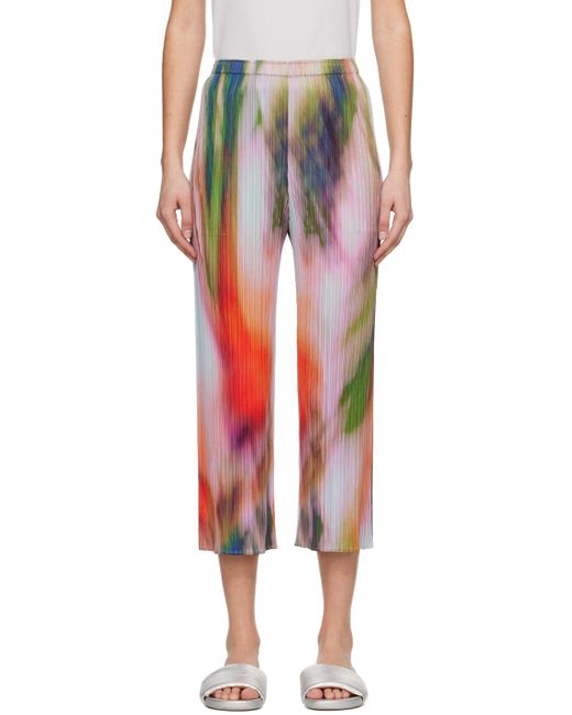 Pleats Please Issey Miyake Red Multicolor Turnip & Spinach Pants