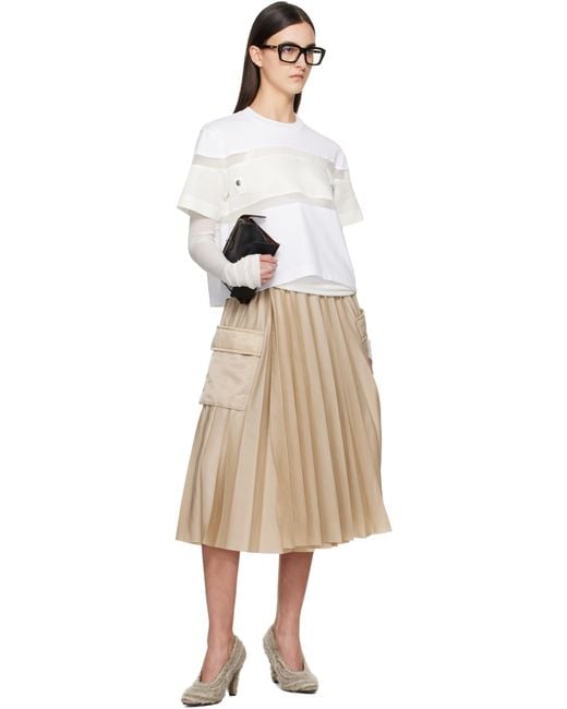 Sacai ホワイト Mix ナイロンツイル コットンジャージ Tシャツ White