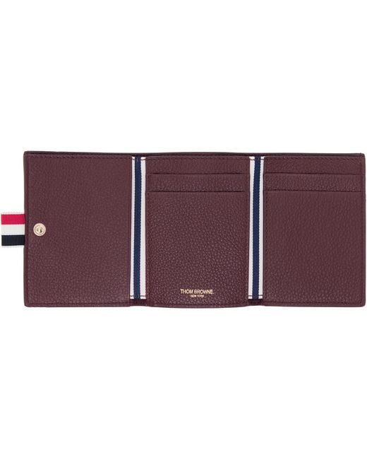 Thom Browne Purple Burgundy Soft Pebble Grain Trifold Wallet for men