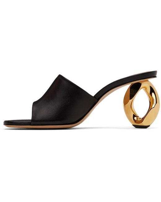 J.W. Anderson Black Chain Heel Leather Mules