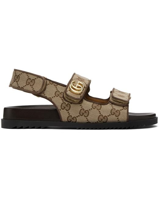 Gucci Brown GG Canvas & Leather Sandal