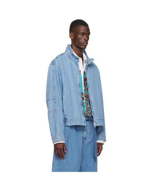 Dries Van Noten Blue Zip Denim Jacket for men