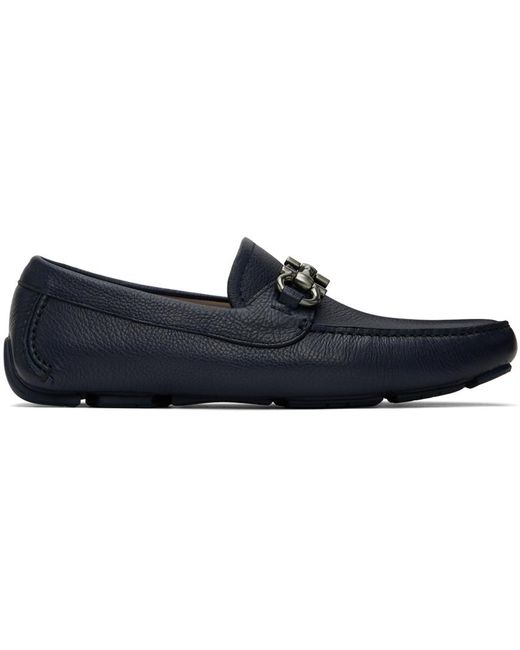 Ferragamo Black Navy Driver Loafers for men