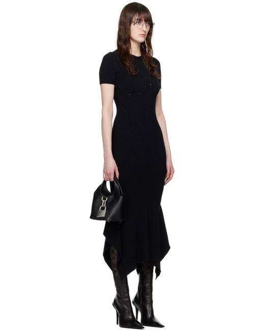 MARINE SERRE Black Ribbed Maxi Dress