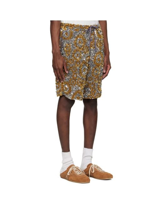 Dries Van Noten Multicolor Embroidered Shorts for men