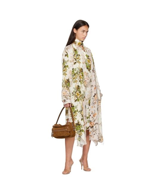 Acne Metallic Silk Shirt Midi Dress