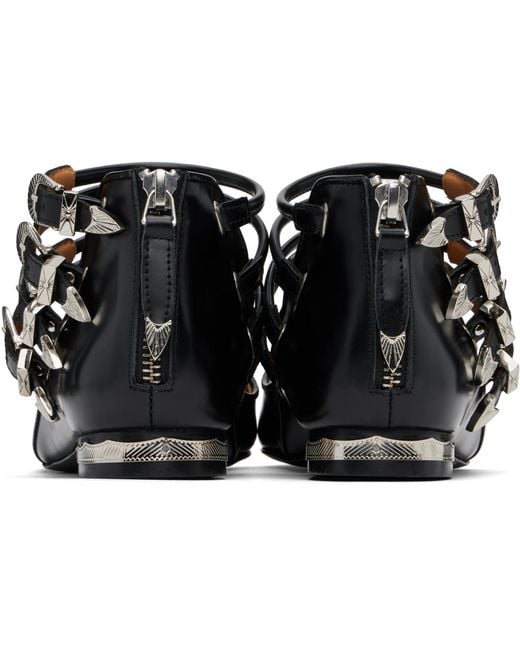Toga Black Polido Multi Strap Ballerina Flats
