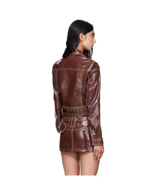 DIESEL Brown Large Belt Patent-Leather Jacket