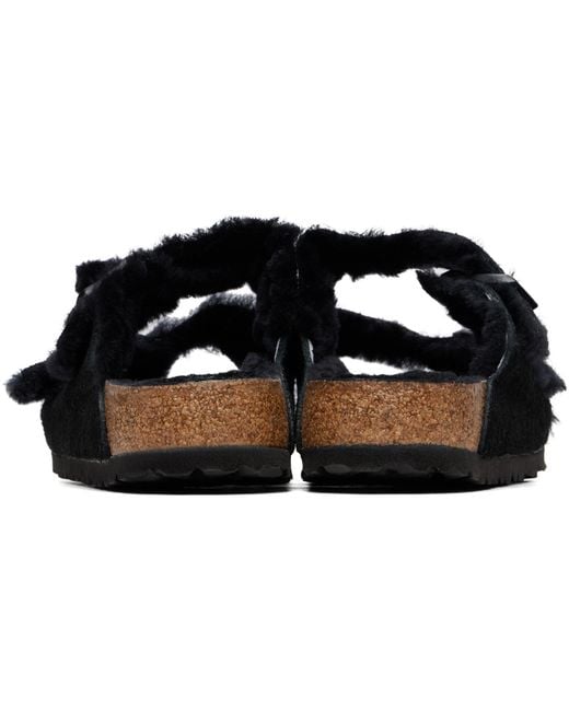 Birkenstock Black Regular Arizona Shearling Sandals