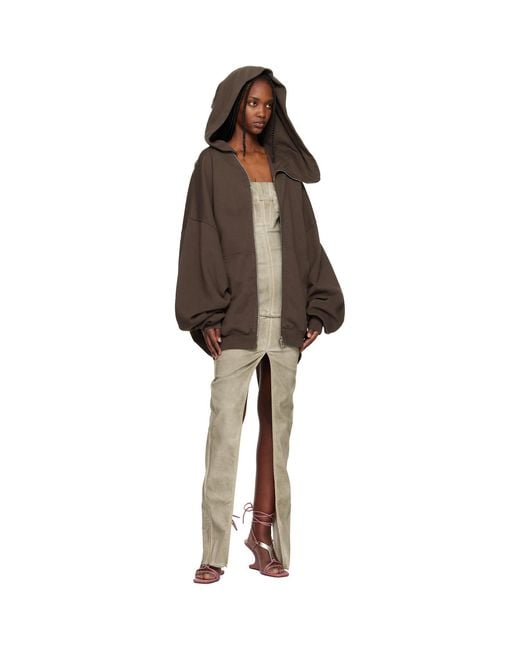 Rick Owens Brown Temple Mountain Hun Hoodie