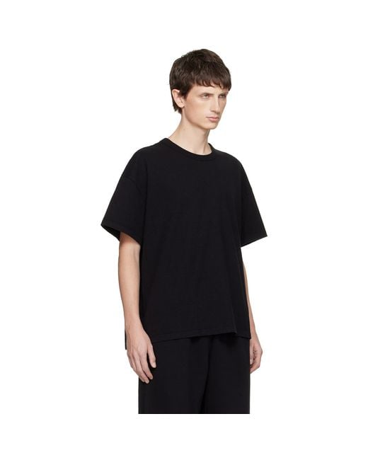 Les Tien Black Lightweight Binded Neck Oversized T-Shirt for men