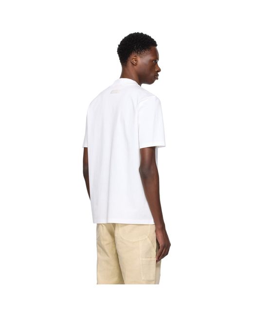 HUGO White Slim-Fit Stand Collar T-Shirt for men