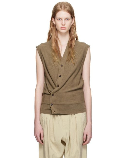 Lemaire Multicolor Taupe Sleeveless Twisted Cardigan