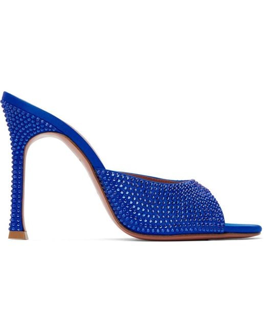 AMINA MUADDI ブルー Alexa Crystal Slipper 105 ヒールサンダル Blue