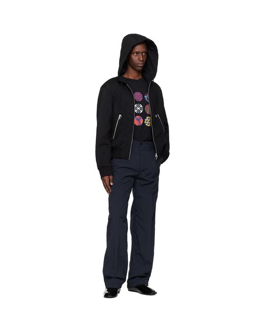 Dries Van Noten Blue Crinkle Cargo Pants for men