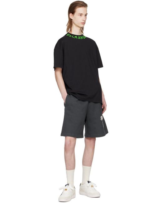 Palm Angels Black Gray 'the Palm' Shorts for men