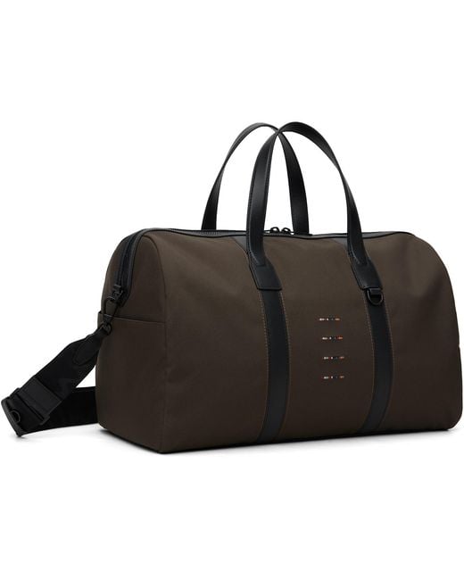 Paul Smith Black Khaki Cordura Laser 'Signature Stripe' Duffle Bag for men