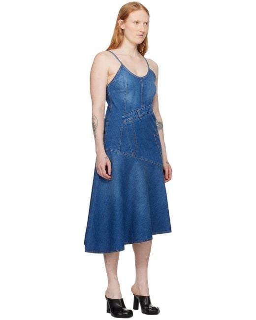J.W. Anderson Blue Twisted Denim Midi Dress