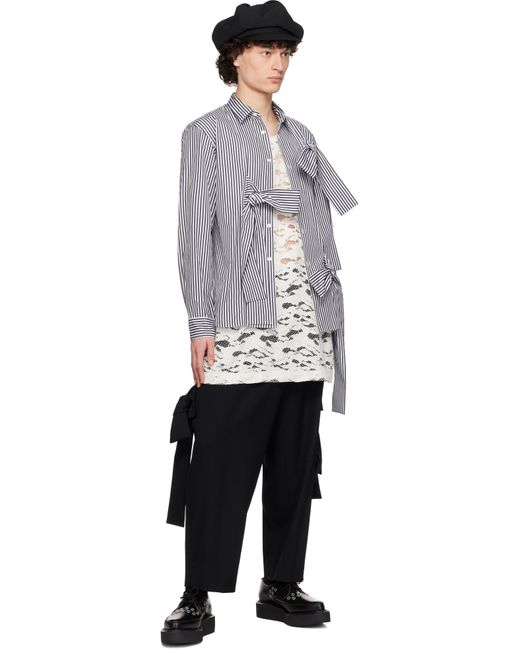 メンズ Comme des Garçons ホワイト＆ブラック コットンブロード ストライプ シャツ Black
