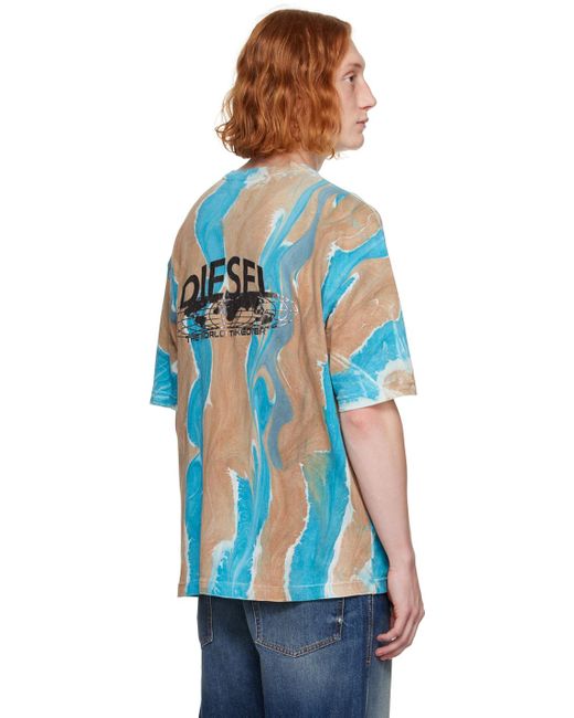 DIESEL Blue T-wash-l2 T-shirt for men