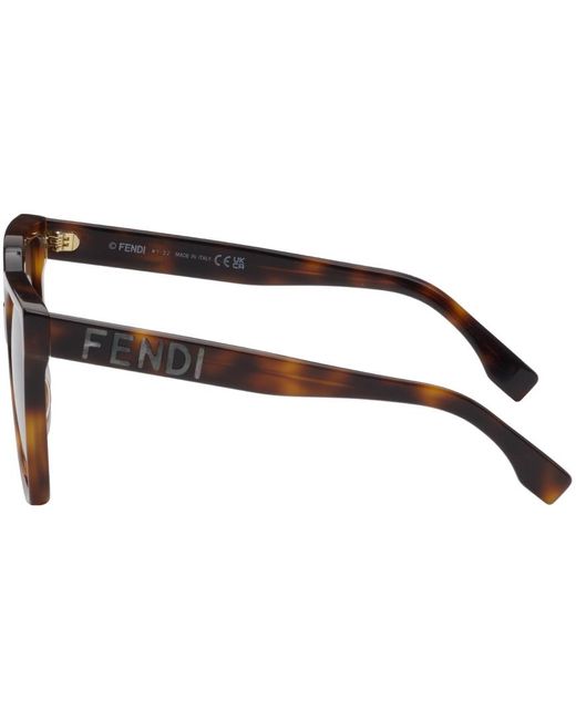 Fendi Black Tortoiseshell Square Sunglasses
