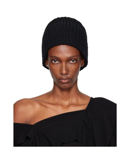 Yohji Yamamoto Black Cardigan Stitch Knit Beanie