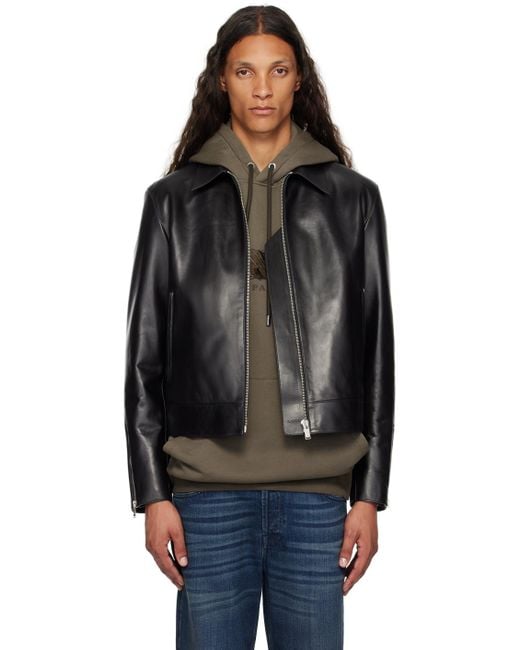Lanvin Zip Leather Jacket in Black for Men | Lyst